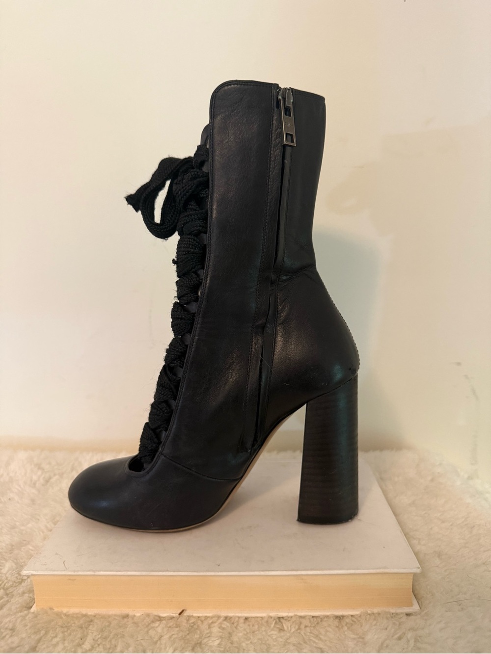 Chloe Black Lace-Up High Heel Ankle Boots Beautiful EU37 - Picture 6 of 13